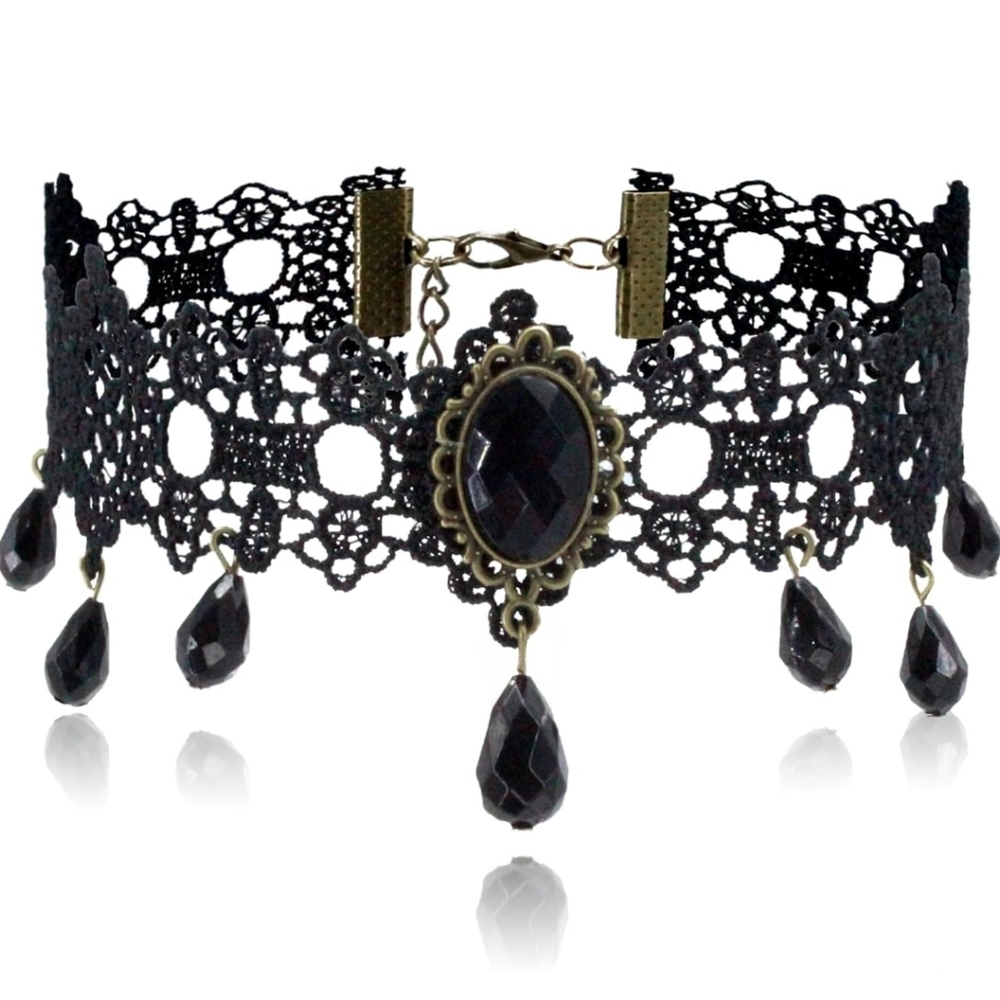 Black Lace Choker Necklace - Picture 2 of 7